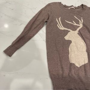 LF NWOT Version Feminin tan and cream deer sweater